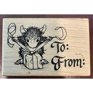 RARE VTG 484D Monicas To-From House-Mouse Rubber Stamp By Stampa Rosa Inc.